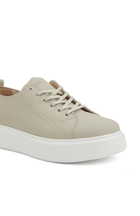 Bej Kadın Deri Sneaker_5