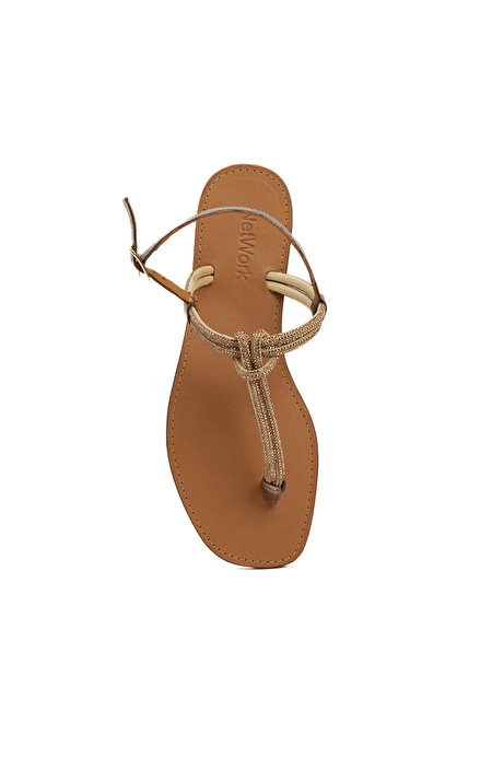 Bronz Kadın Deri Sandalet_3