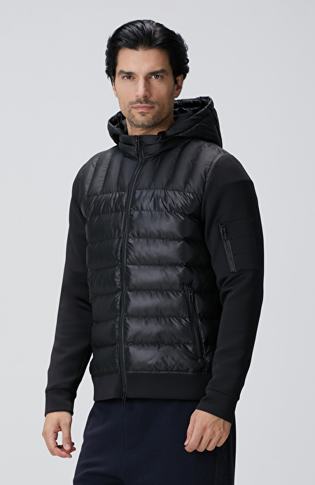 N-Tech Siyah Kapüşonlu Puffer Mont_3