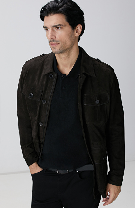 Kahverengi Deri Coat Ceket_0