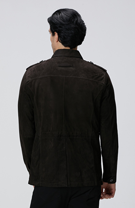 Kahverengi Deri Coat Ceket_4