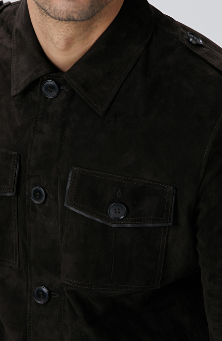 Kahverengi Deri Coat Ceket_5