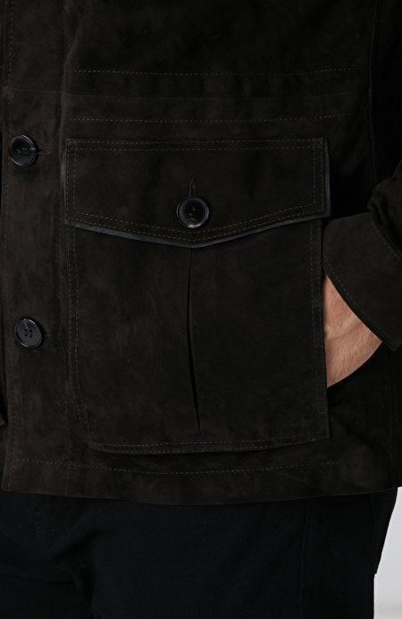 Kahverengi Deri Coat Ceket_6