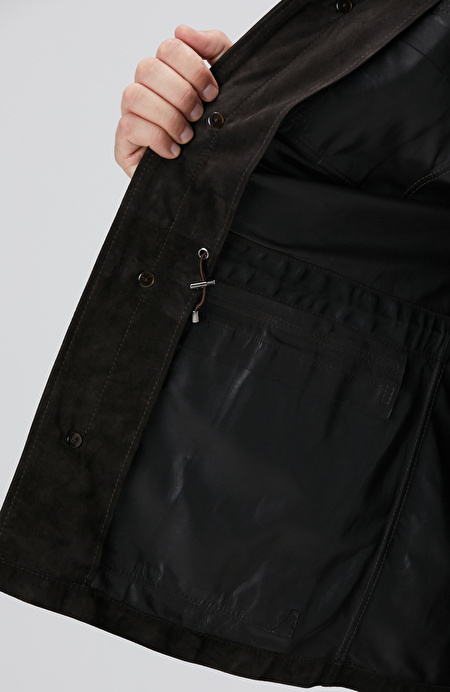 Kahverengi Deri Coat Ceket_8