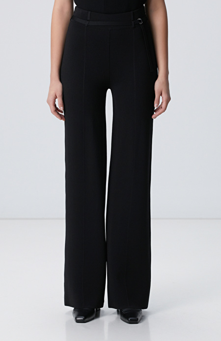 Siyah Bol Form Basic Triko Pantolon_2
