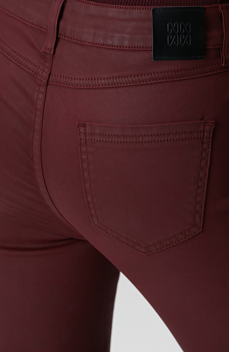 Bordo Denim Kadın Pantolon_5