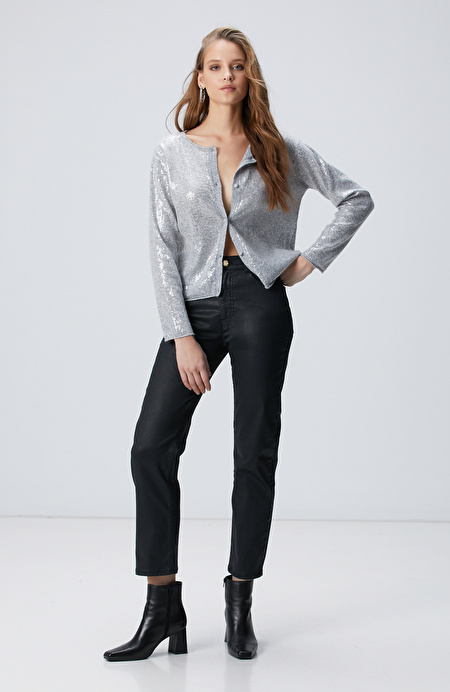 Siyah Straight Kalıp Denim Pantolon_0
