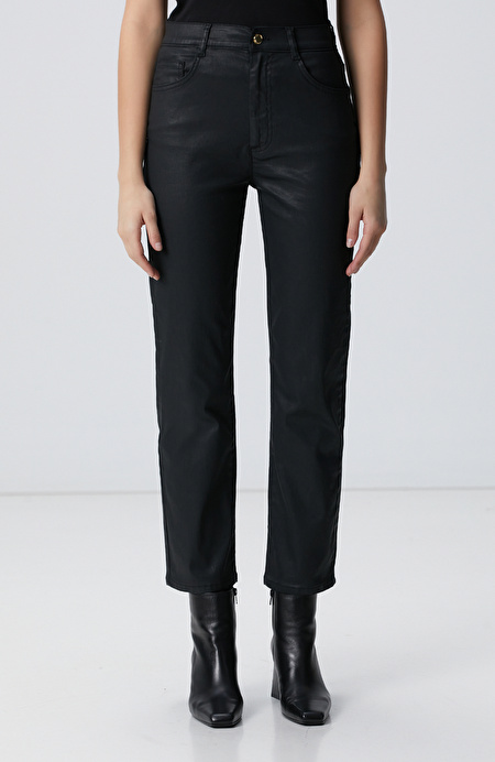 Siyah Straight Kalıp Denim Pantolon_2