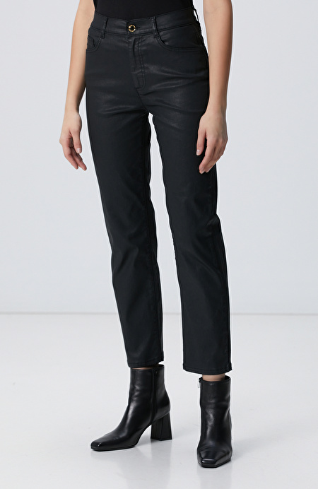 Siyah Straight Kalıp Denim Pantolon_3