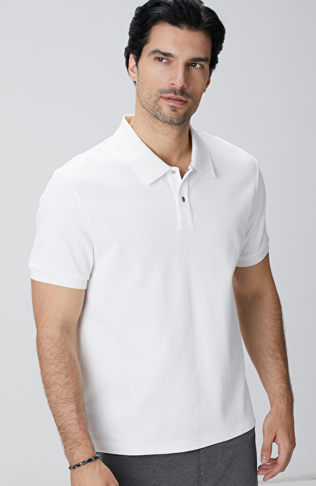 Beyaz Waffle Dokulu T-shirt_1