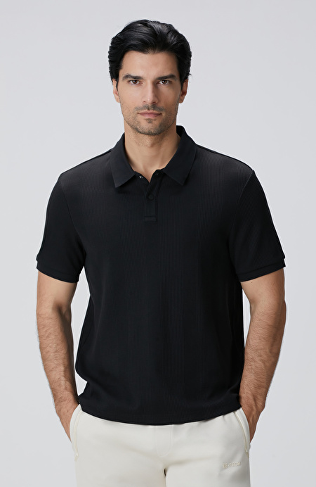 Siyah Waffle Dokulu T-shirt_1