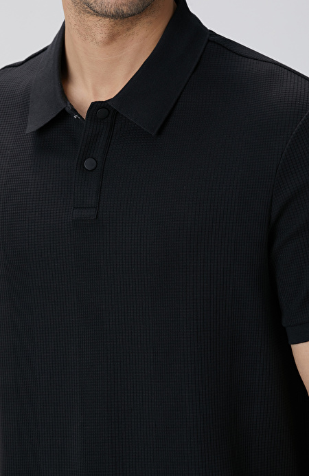 Siyah Waffle Dokulu T-shirt_5