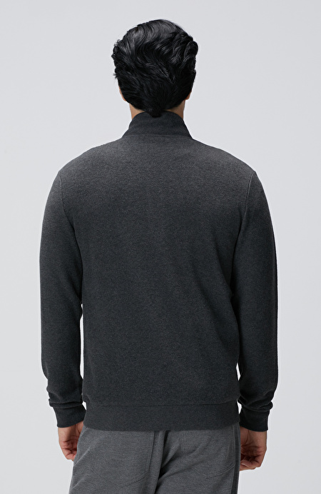 Antrasit Dik Yaka Fermuarlı Sweatshirt_4