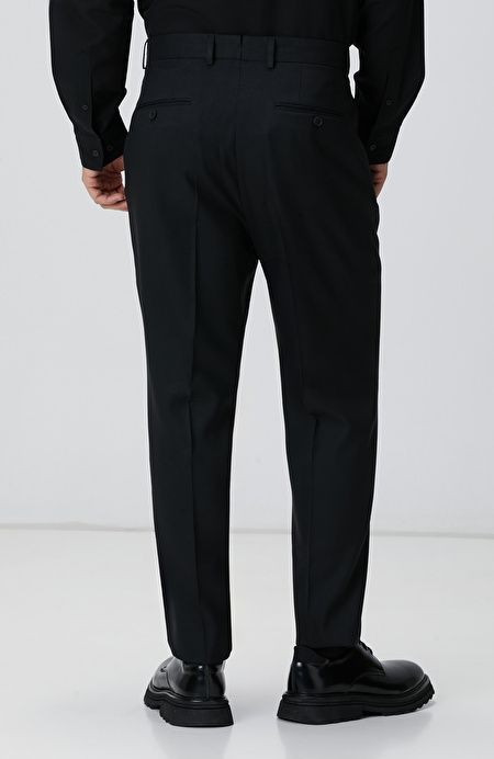 Siyah Jakarlı Comfort Fit Pantolon_2