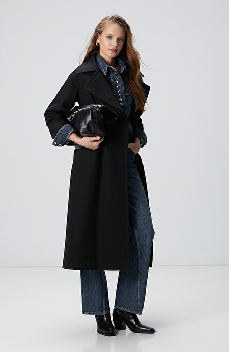 Siyah Kruvaze Trench Coat_2