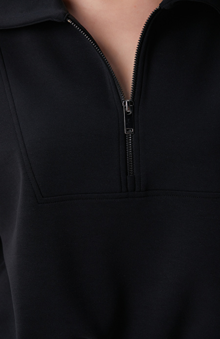 Siyah Modal Karışımlı Sweatshirt_5