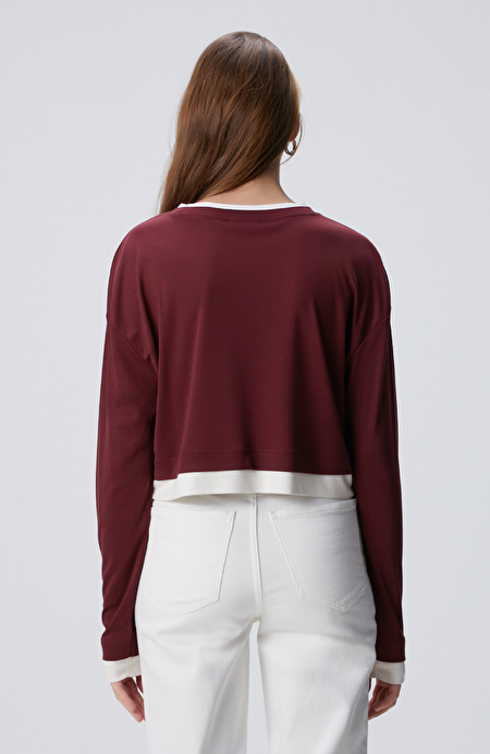 Bordo Çift Renkli T-shirt_4