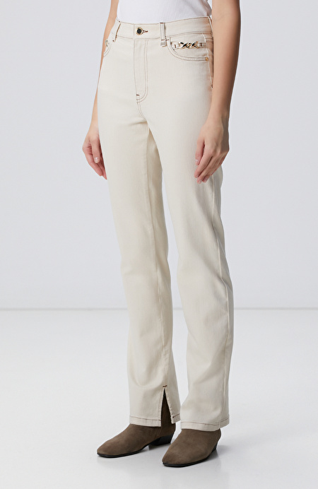 Naturel Aksesuarlı Denim Pantolon_3