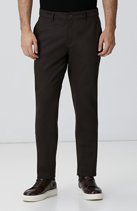 Kahverengi Sepet Örgü Desenli Chino Pantolon_1