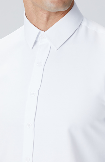 Beyaz Slim Fit Diyagonal Cotton Gömlek_5