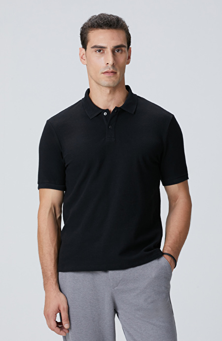 Siyah Çıtçıtlı Jakar Desen Kırılmaz Desen T-shirt_0