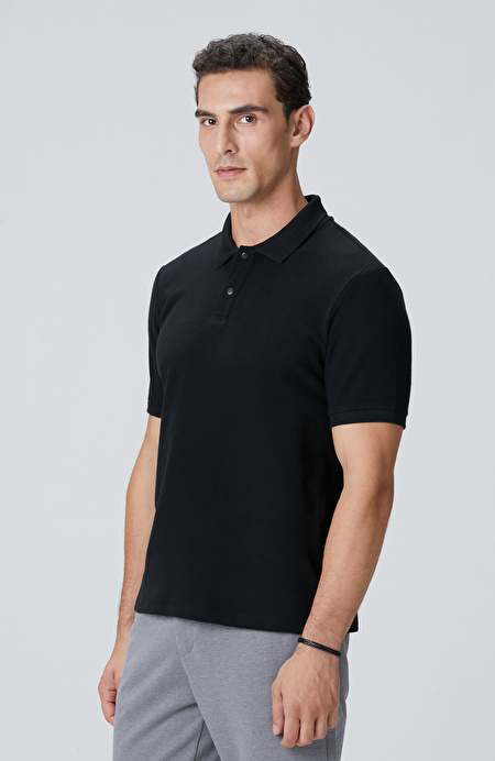 Siyah Çıtçıtlı Jakar Desen Kırılmaz Desen T-shirt_3