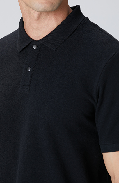 Siyah Çıtçıtlı Jakar Desen Kırılmaz Desen T-shirt_5