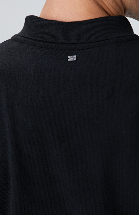 Siyah Çıtçıtlı Jakar Desen Kırılmaz Desen T-shirt_6