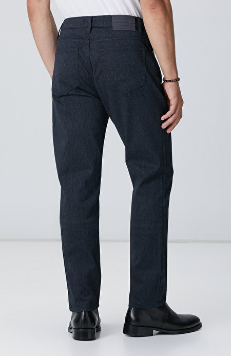 Lacivert 5 Cep Diyagonal Flanel Casual Pantolon_2