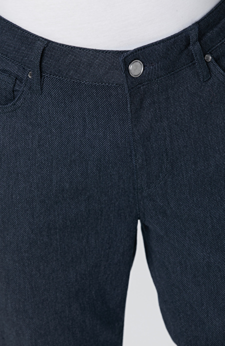 Lacivert 5 Cep Diyagonal Flanel Casual Pantolon_3