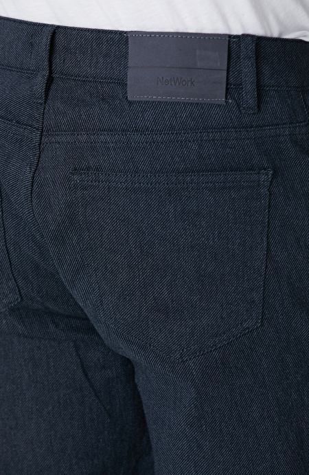 Lacivert 5 Cep Diyagonal Flanel Casual Pantolon_4