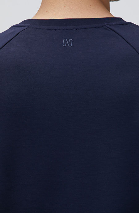 Lacivert Bisiklet Yaka Basic Sweatshirt_7