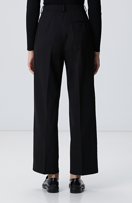 Siyah Geniş Paça Basic Pantolon_3