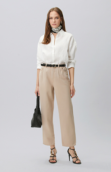 Network - Mink Diagonal Patterned 5-Pocket Casual Trousers