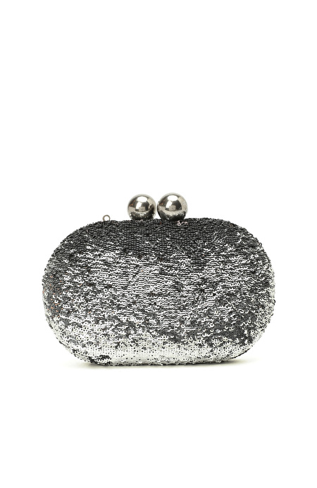 Platin Pullu Kadın Clutch