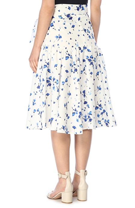 Network Ekru Mavi Cicekli Midi Etek 1073818 170