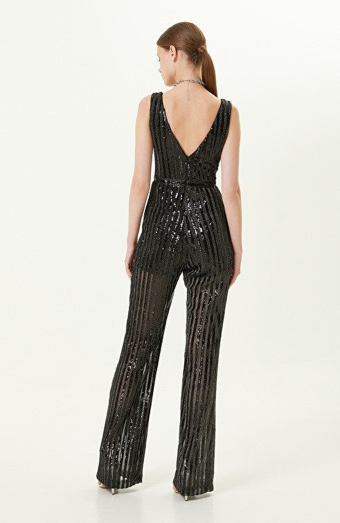 Siyah Payetli Abiye Tulum