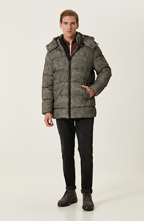 Siyah Bej Casual Kaban