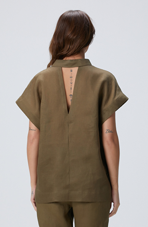 Haki Keten Bluz