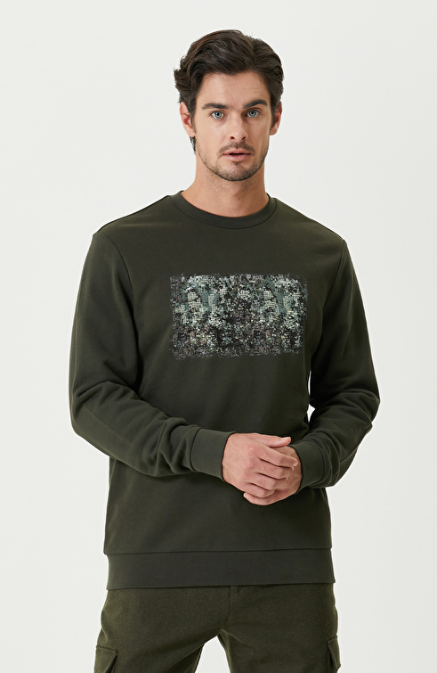 Haki Baskılı Sweatshirt