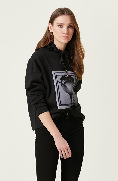 NETWORK - Siyah Desenli Sweatshirt