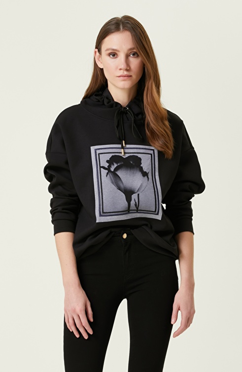 NETWORK - Siyah Desenli Sweatshirt