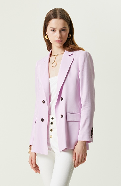 NETWORK - Pembe Dokuma Blazer Ceket