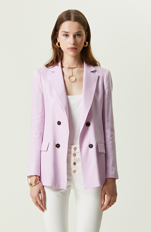 NETWORK - Pembe Dokuma Blazer Ceket