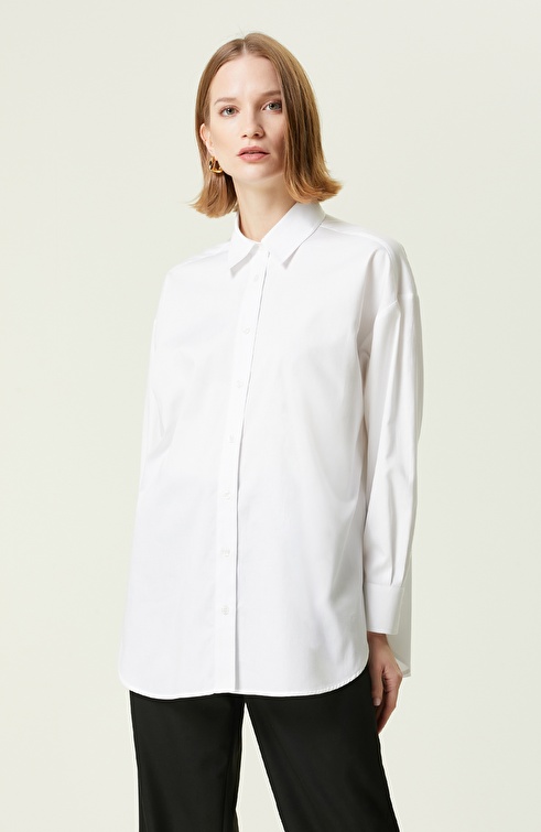 NETWORK - Beyaz Uzun Kollu Pamuklu Gömlek