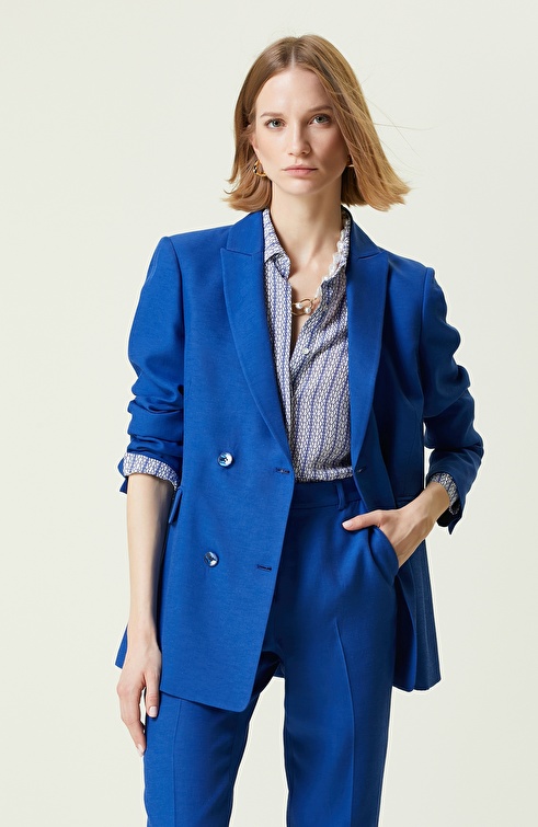 NETWORK - Saks Mavisi Kruvaze Blazer Ceket