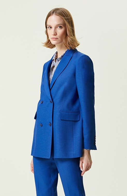 NETWORK - Saks Mavisi Kruvaze Blazer Ceket