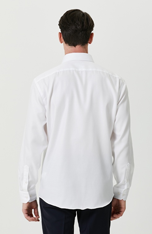 NETWORK - Non-Iron Beyaz Yarım İtalyan Yaka Gömlek
