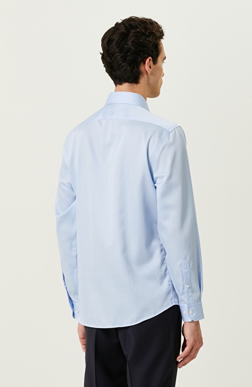 NETWORK - Non-Iron Açık Mavi Yarım İtalyan Yaka Gömlek