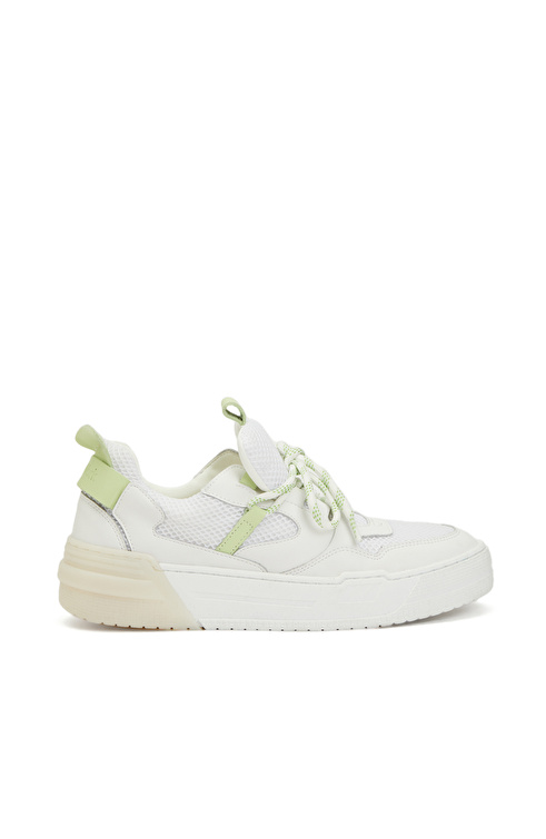 Kırık Beyaz Kadın Deri Sneaker